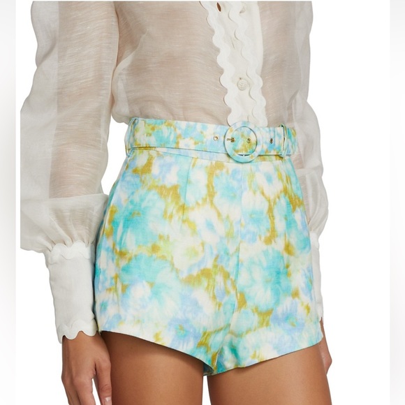 Zimmerman High tide belted ikat linen shorts green - Picture 3 of 7